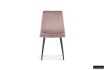 Chaise design en velours coloris rose, pieds noirs