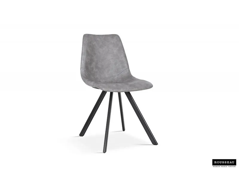 Chaise design Emma en simili cuir coloris gris