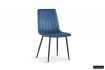 Chaise design en velours coloris bleu, pieds noirs