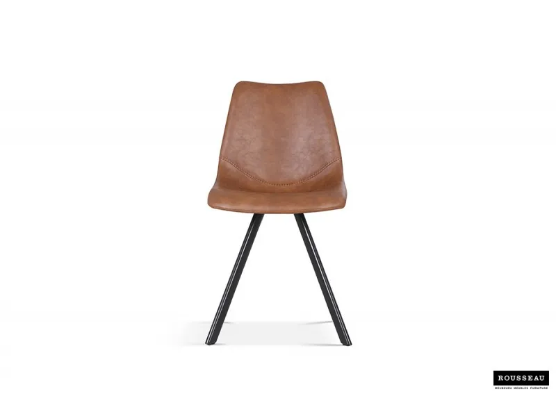 CHAISE DESIGN EMMA EN SIMILI CUIR COLORIS COGNAC