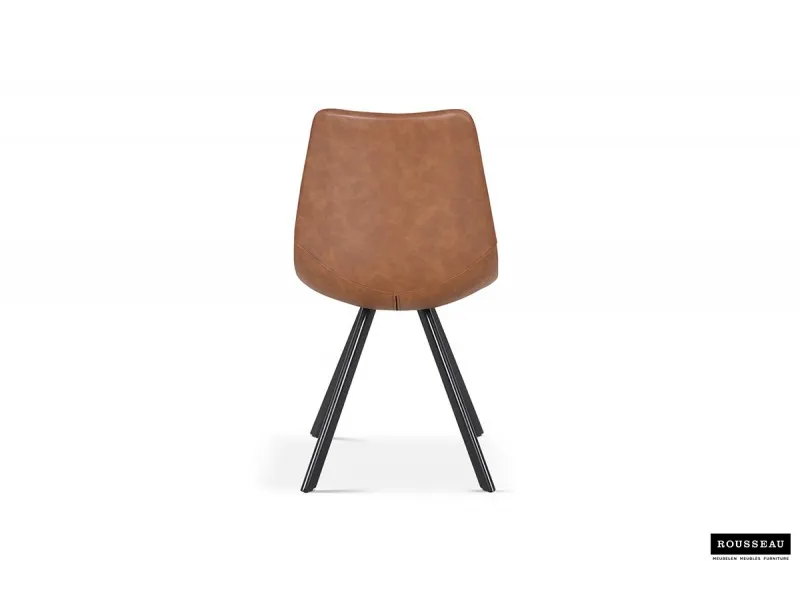 CHAISE DESIGN EMMA EN SIMILI CUIR COLORIS COGNAC