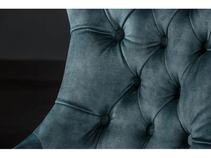 Chaise Confortable Style Castle en Velours Pétrole