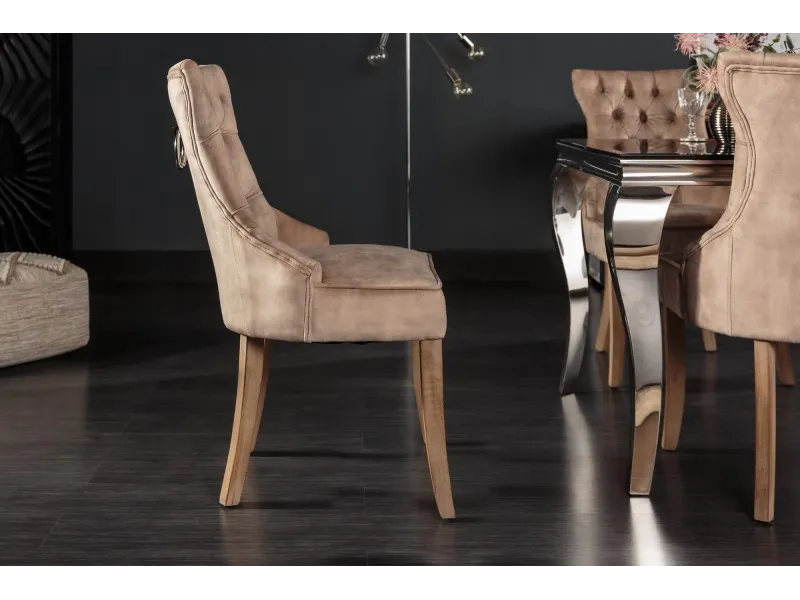 Chaise Confortable Style Castle en Velours café