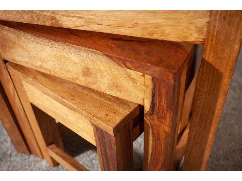 Set Tables Basses Gigognes Carrées En Bois Massif Style Colonial