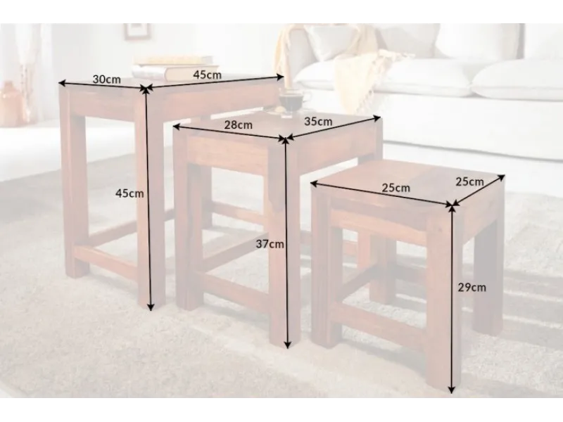 Set Tables Basses Gigognes Carrées En Bois Massif Style Colonial