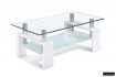 Table basse design coloris blanc laqué avec plateau en verre