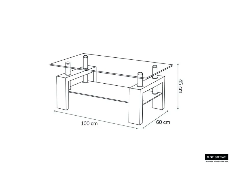 Table basse design coloris blanc laqué avec plateau en verre
