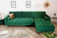 Canapé d'angle en velours coloris vert 260cm (Montable à gauche + à droite)