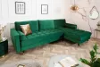 Canapé d'angle en velours coloris vert 260cm (Montable à gauche + à droite)