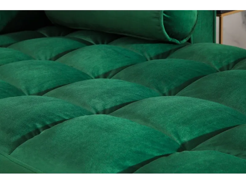 Canapé d'angle en velours coloris vert 260cm (Montable à gauche + à droite)