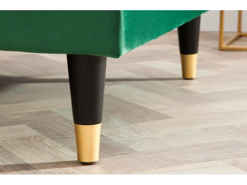 Canapé d'angle en velours coloris vert 260cm (Montable à gauche + à droite)