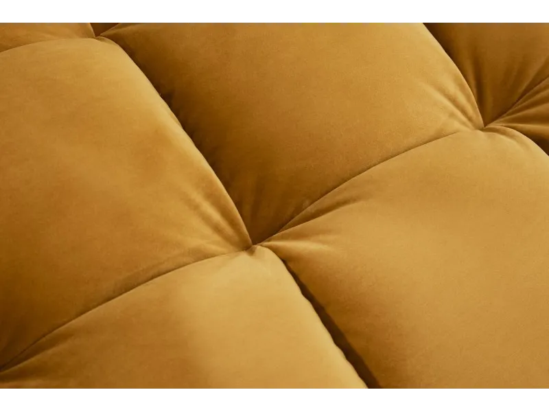 Canapé d'angle en velours coloris jaune moutarde 260cm (Montable à gauche + à droite)