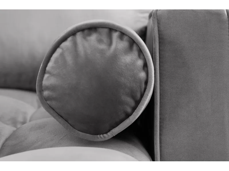 Canapé d'angle en velours coloris gris 260cm (MONTABLE À GAUCHE + À DROITE)