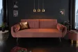 Canapé-lit 215 cm en velours coloris vieux rose doré