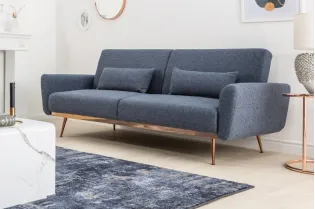 Canapé-lit contemporain en tissu coloris bleu
