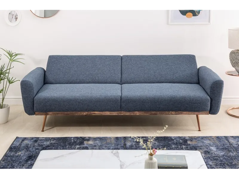 Canapé-lit contemporain en tissu coloris bleu