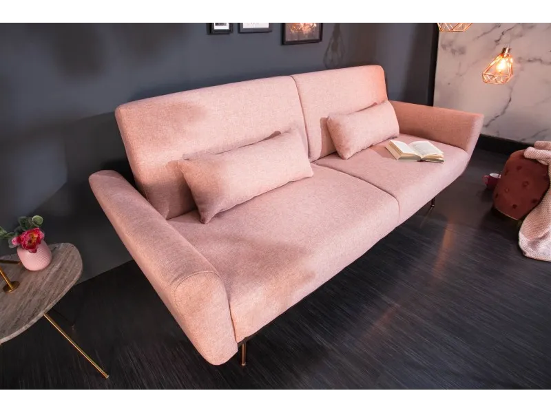 Canapé-lit contemporain en tissu coloris rose