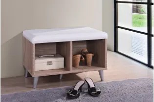 Meuble de rangement coloris blanc, sonoma et gris