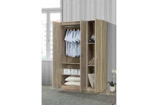 ARMOIRE 3 PORTES avec penderie coloris chêne naturel 2