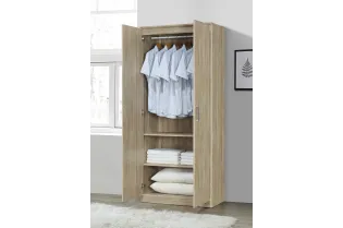 ARMOIRE 2 PORTES avec penderie coloris chêne naturel 2