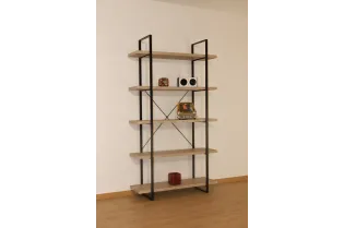 Etagère design industriel 5 planches en bois coloris naturel