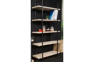 Etagère design industriel 5 planches en bois coloris naturel 2