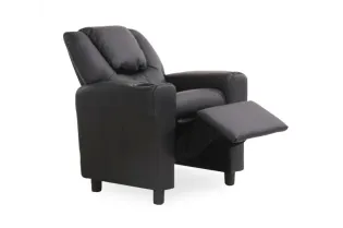 Mini Fauteuil relax relevable revêtu en simili cuir noir