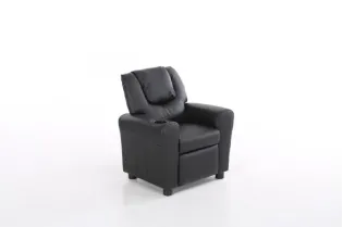 Mini Fauteuil relax relevable revêtu en simili cuir noir 2