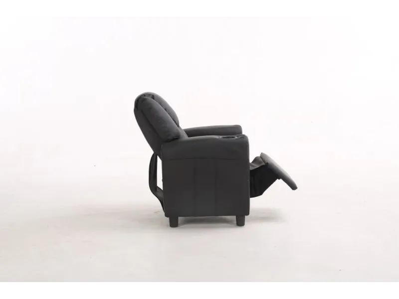Mini Fauteuil relax relevable revêtu en simili cuir noir