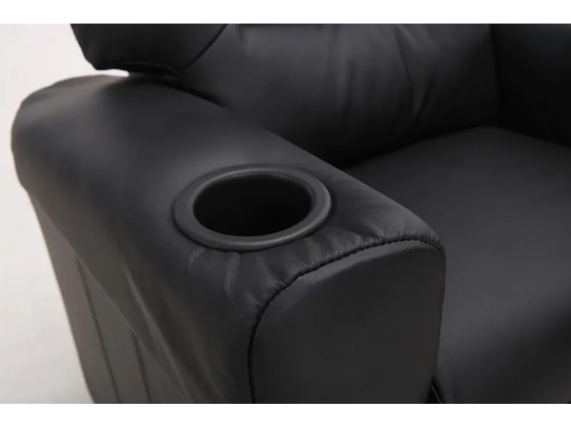 Mini Fauteuil relax relevable revêtu en simili cuir noir