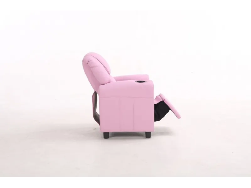 MINI FAUTEUIL RELAX RELEVABLE REVÊTU EN SIMILI CUIR COLORIS rose