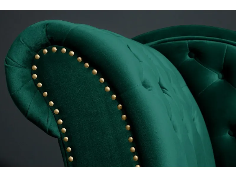 Méridienne design Chesterfield capitonné en velours coloris vert émeraude