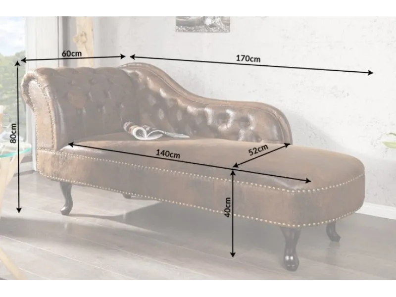 Méridienne design Chesterfield teinté marron antique