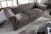 Canapé Chesterfield 3 places en microfibre vintage gris