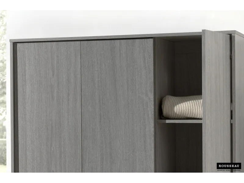 ARMOIRE 3 PORTES avec penderie coloris chêne gris