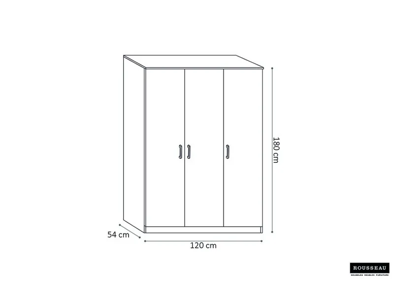 ARMOIRE 3 PORTES avec penderie coloris chêne gris
