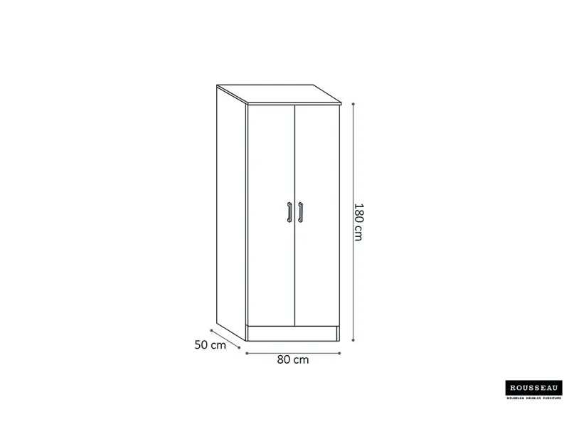 ARMOIRE 2 PORTES avec penderie coloris chêne naturel