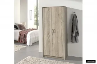 ARMOIRE 2 PORTES avec penderie coloris chêne naturel