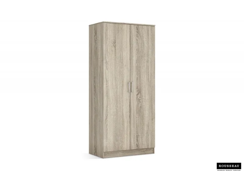 ARMOIRE 2 PORTES avec penderie coloris chêne naturel