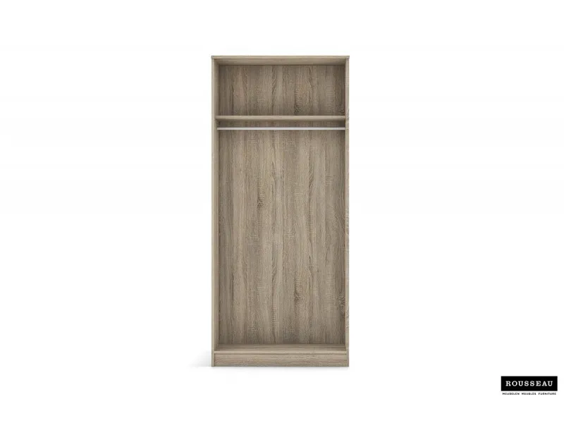 ARMOIRE 2 PORTES avec penderie coloris chêne naturel