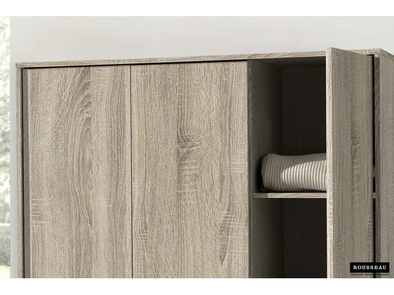 ARMOIRE 3 PORTES avec penderie coloris chêne naturel