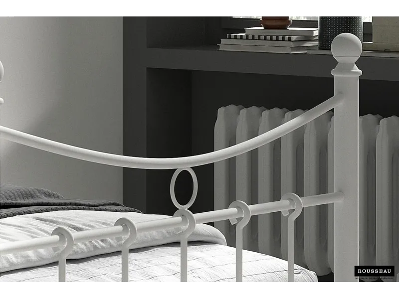 Lit adulte de 90x200 en métal coloris blanc