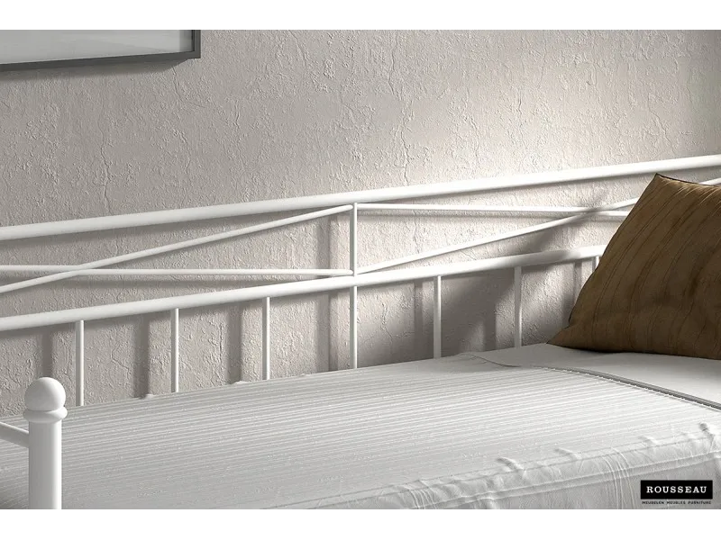 Lit banquette contemporain de 90x200 cm en métal coloris blanc