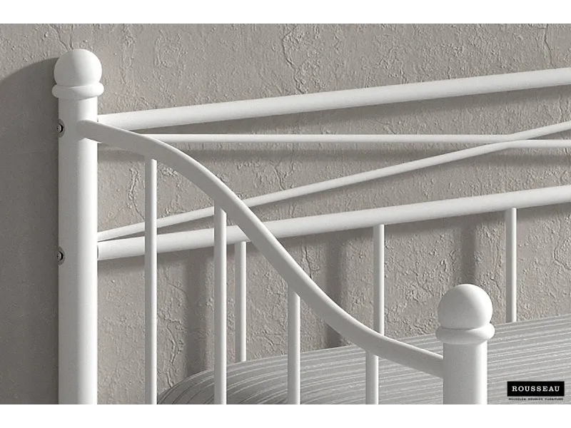 Lit banquette contemporain de 90x200 cm en métal coloris blanc