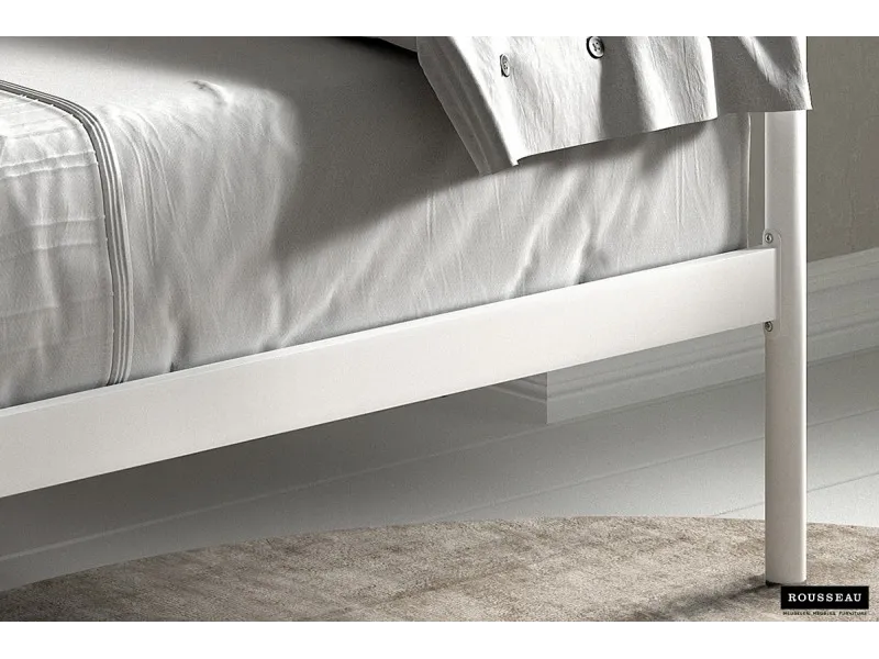 Lit banquette contemporain de 90x200 cm en métal coloris blanc