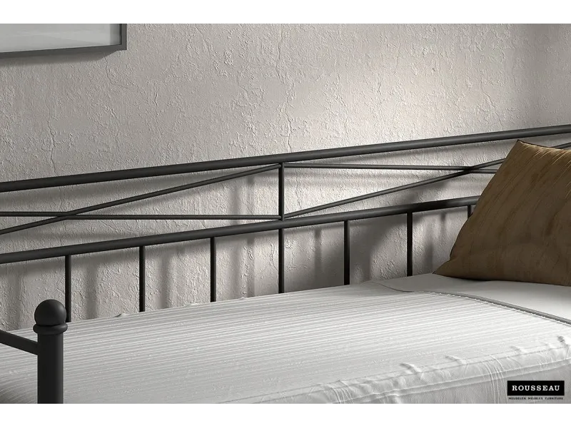 Lit banquette contemporain de 90x200 cm en métal coloris noir