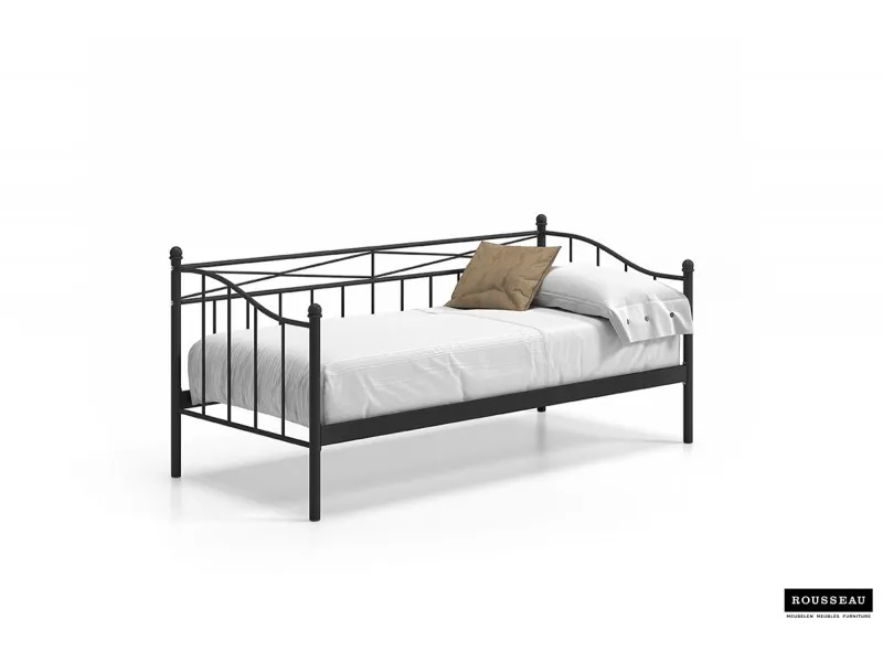 Lit banquette contemporain de 90x200 cm en métal coloris noir