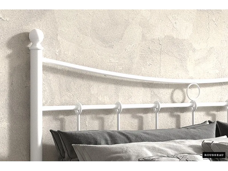 Lit pour adulte de 140x200 cm en métal coloris blanc
