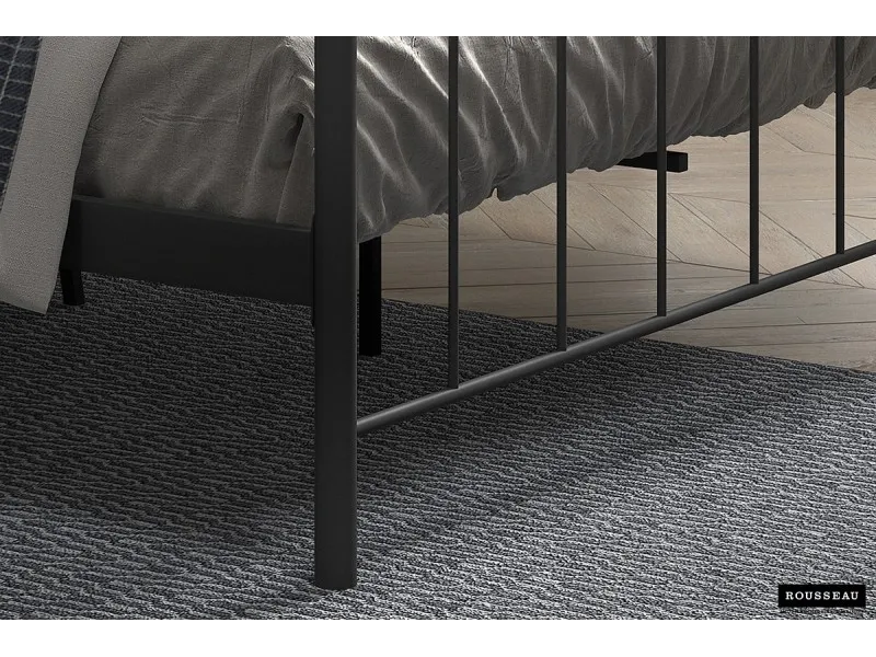 Lit design adulte de 160 x 200 cm en métal coloris noir