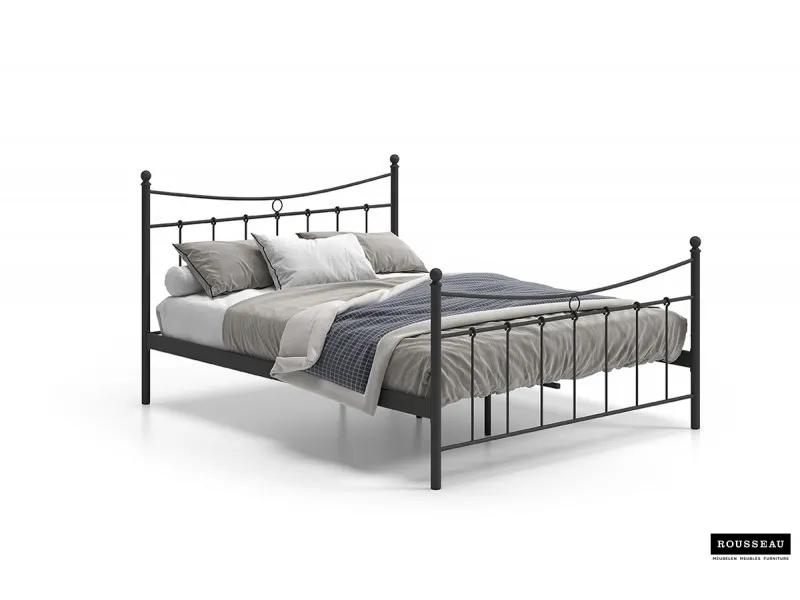 Lit design adulte de 160 x 200 cm en métal coloris noir